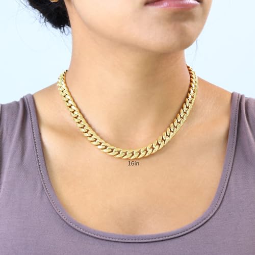 14k Yellow Gold 9mm Thick Miami Cuban Link Chain Necklace S5020