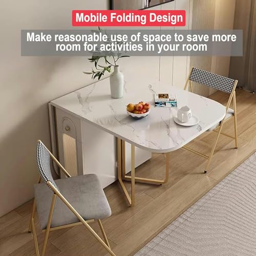 Folding Square Dining Table with Wheels and Storage Racks C228949