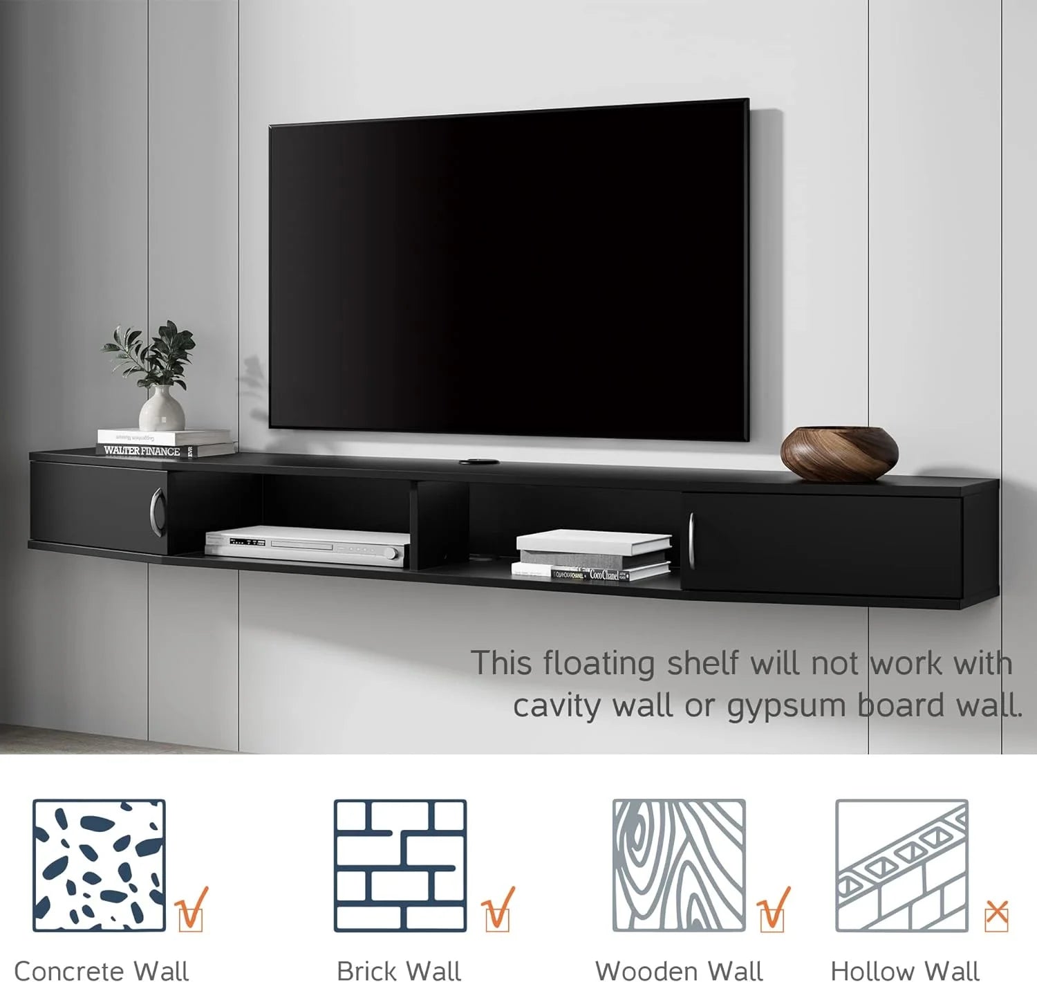 70'' Wall Mounted TV Stand with Cabinet P252