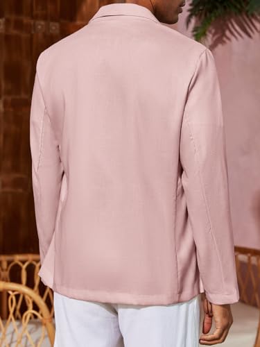Mens Casual Linen Blazer Suit Jacket Two Button Slim Fit Lightweight Sport Coats Y39614