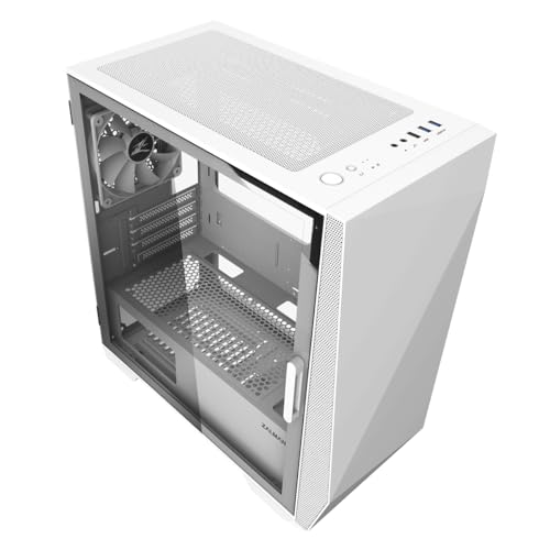 White mATX PC Case with Tempered Glass Side Panel T55369