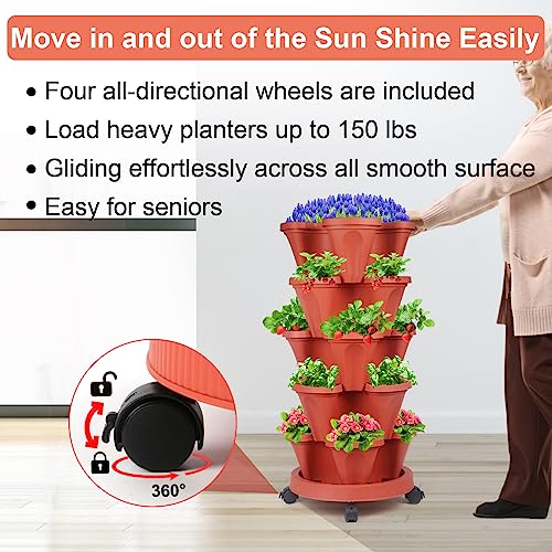 7 Tier Stackable Planters with Removable Wheels J6046