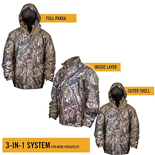 Men’s 3-in-1 Insulated Camo Hunting Parka, Waterproof, Removable Hood U615