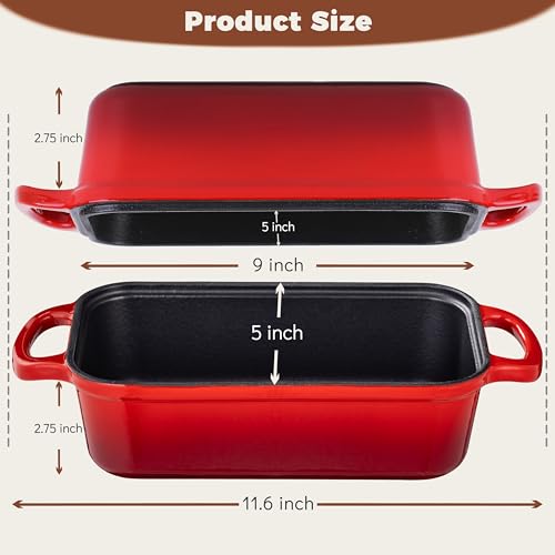 Enameled Cast Iron Bread Loaf Pan with Lid, Set of 2 S9815