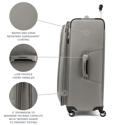 Slate Green Softside Expandable Carry on Luggage with 4 Spinner Wheels Y661