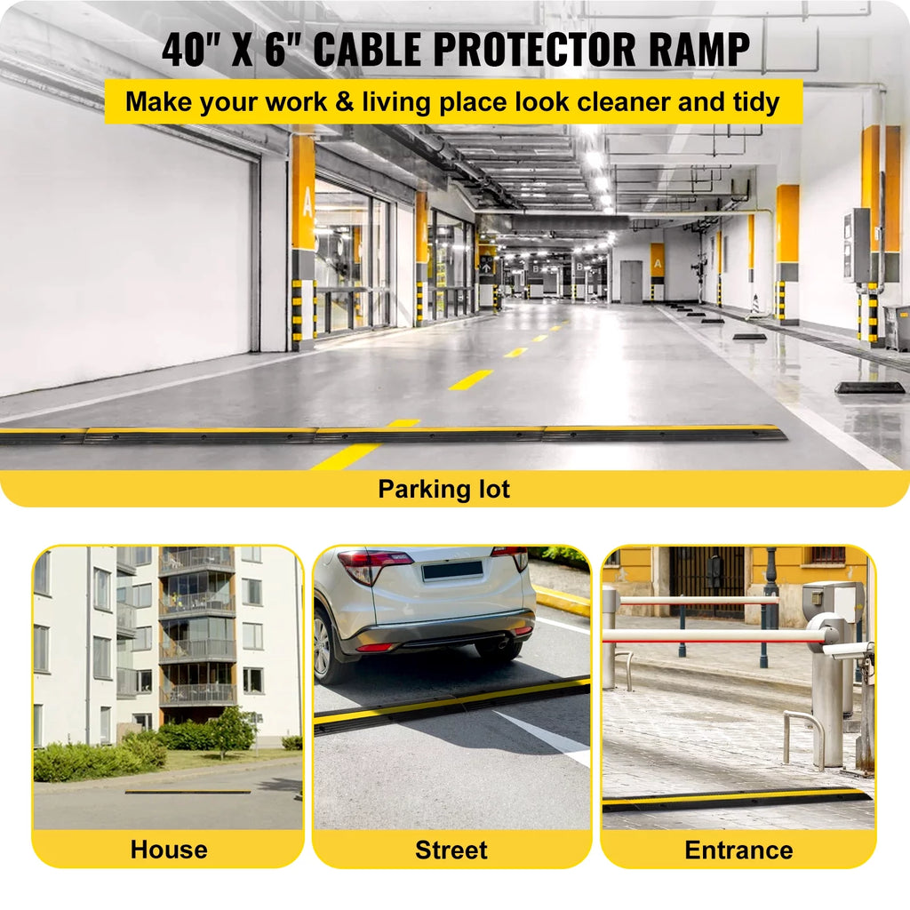 4 Pack 1-Channel Rubber Cable Protector Ramps Heavy Duty L105
