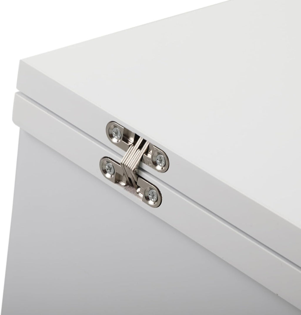 White Folding Sewing Craft Cart with Storage Shelves and Lockable Casters O78634