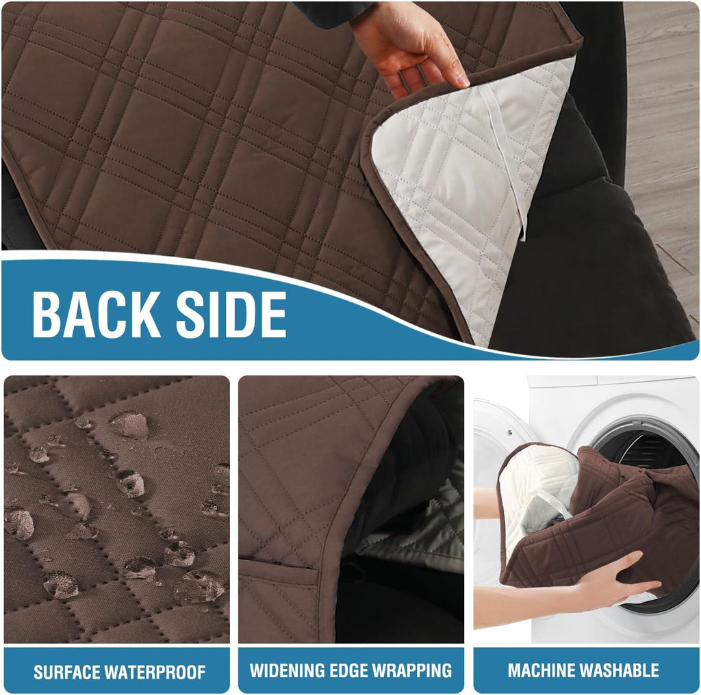 Oversized Recliner Cover 1-Piece Reversible with Elastic Straps Z8581