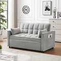 Gray Velvet Loveseat Sofa with Pullout Bed Q30708