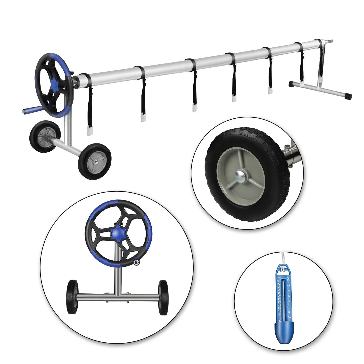 20 Ft Aluminum Pool Cover Reel Set (Blue) W664890