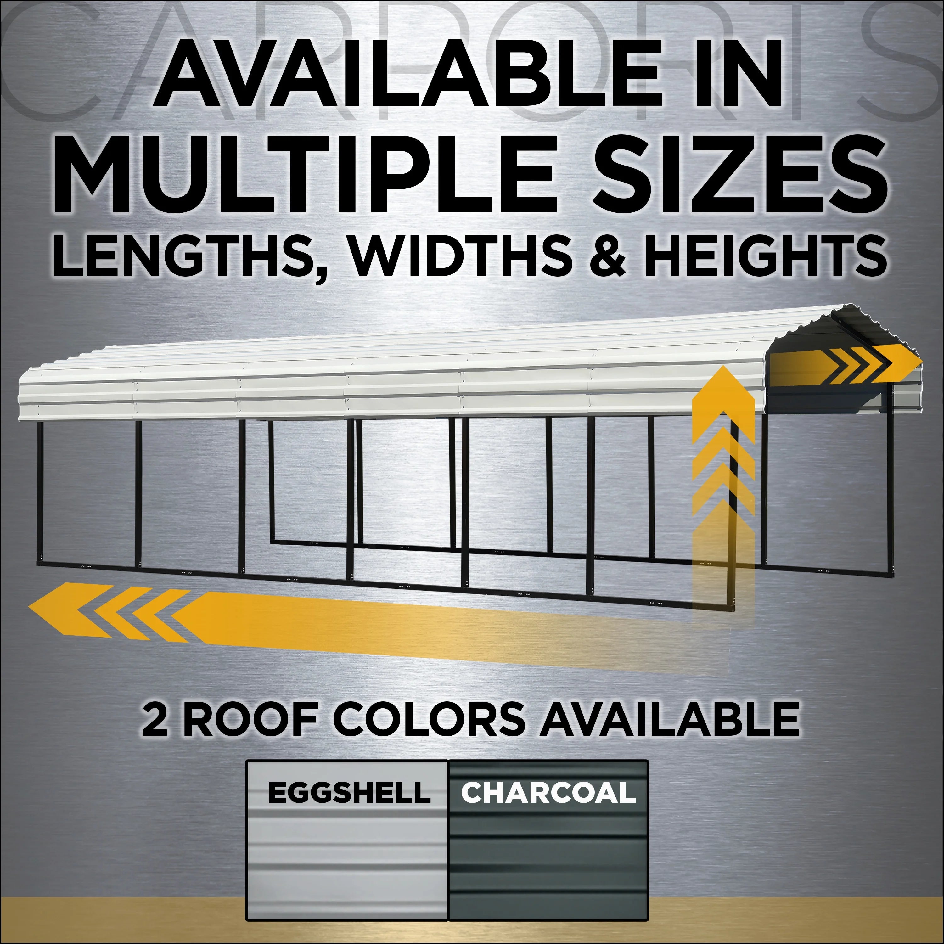 Galvanized Steel Carport with 2-Sided Enclosure, 20' x 20' x 7' , Charcoal F1035