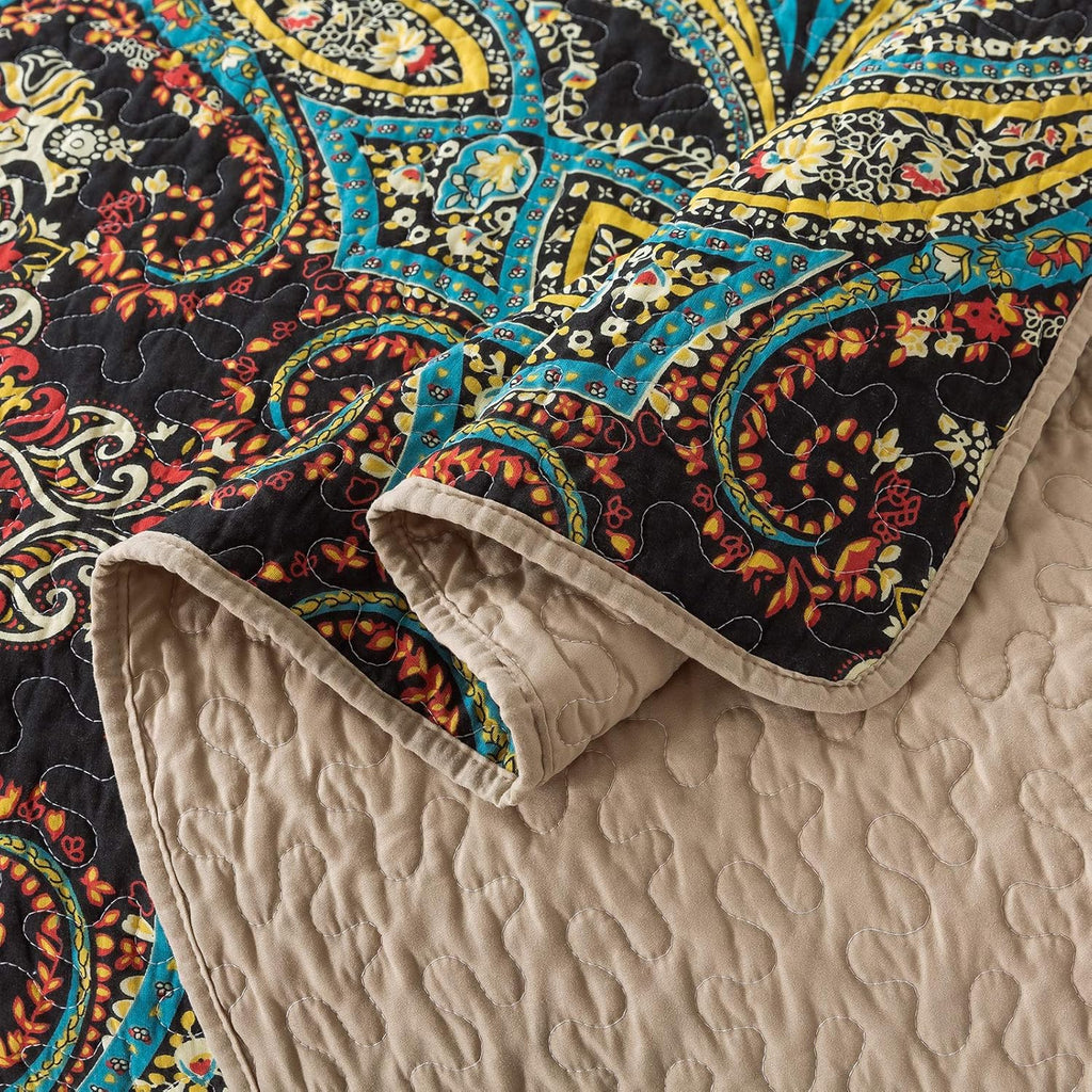 Cotton Bedspread Quilt Set, Reversible Patchwork Coverlet Z20205