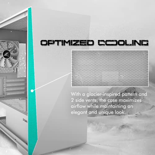 White mATX PC Case with Tempered Glass Side Panel T55369