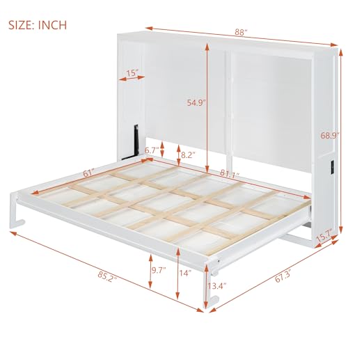 Gray Queen Size Murphy Bed with Sofa and Cabinet M680029