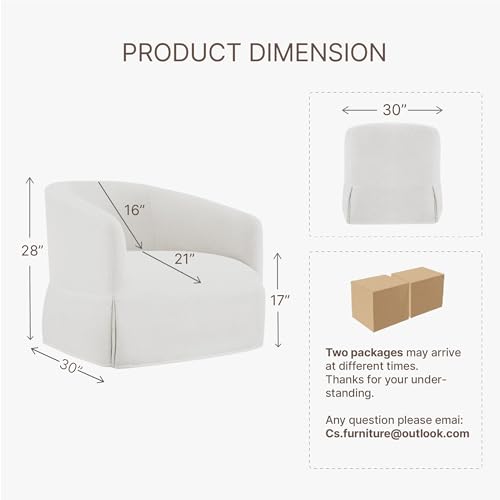Cream White Linen Fabric Swivel Accent Chair Set of 2 E4491