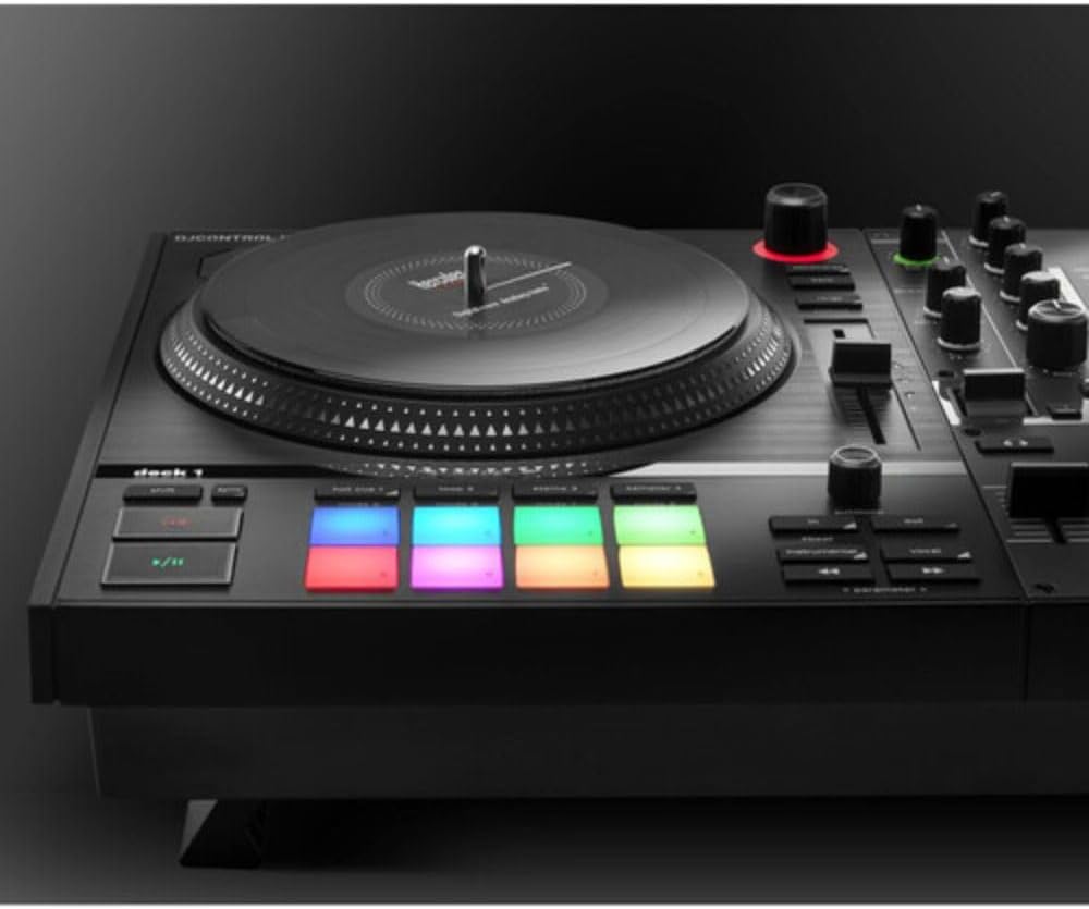 2 Deck Motorized DJ Controller with Cover and Closed-Back Headphones L64657