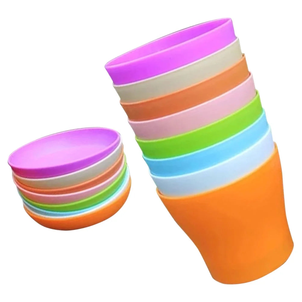 8pcs Plastic Round Flower Pot with Tray F185740
