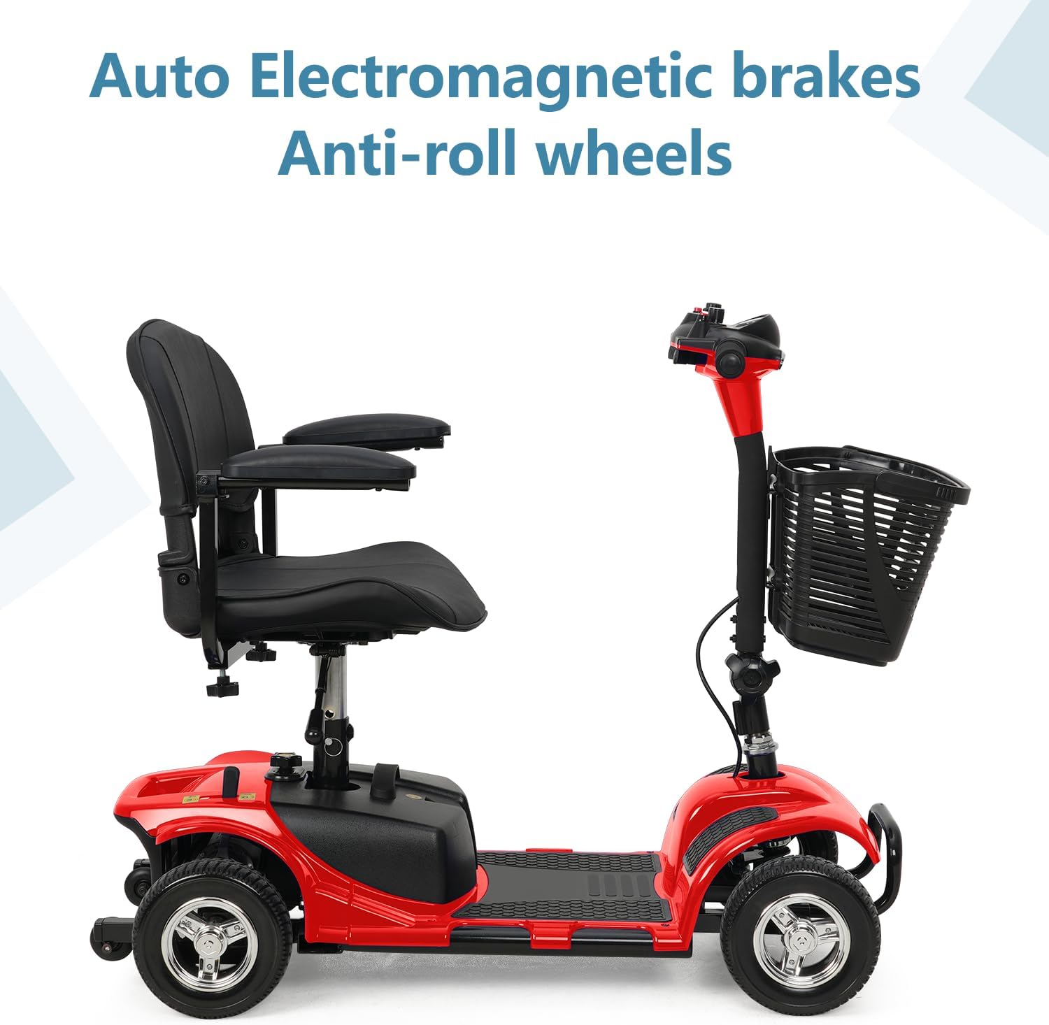 Red 4 Wheel Mobility Scooter with Basket and Extended Battery Y942