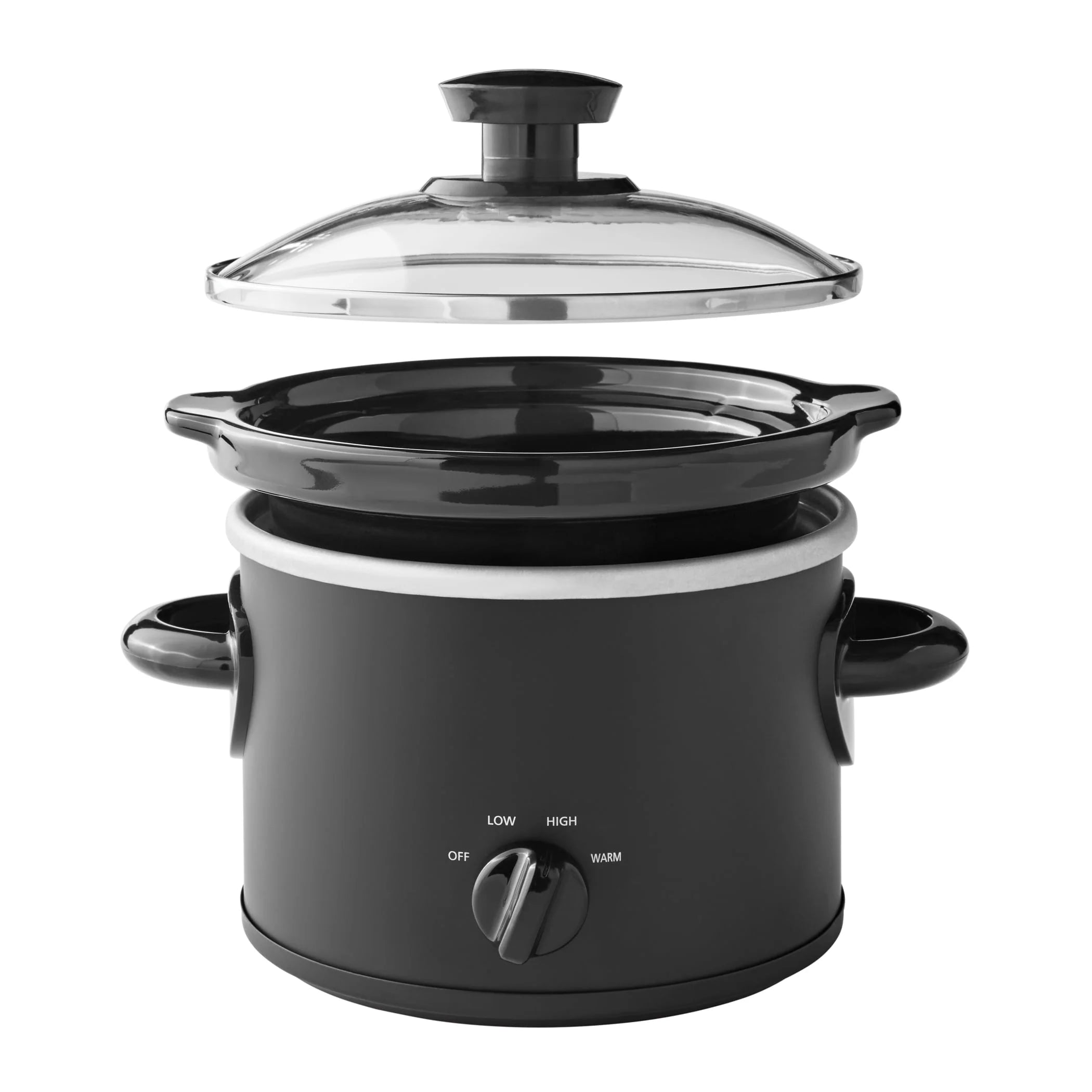 2 QT Matte Black Slow Cooker with Removeable Stoneware Pot B1159