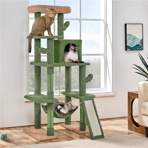 63" H Multi-Level Cat Tree with Sisal-Covered Scratching Posts & Condo & Hammock H844568