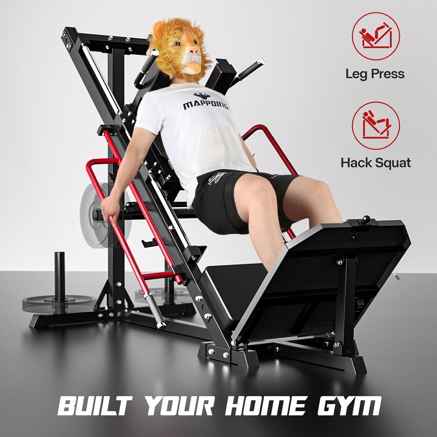 Red Leg Press Hack Squat Machine with Linear Bearing and Weight Storage Q523492