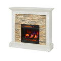 Tan Freestanding Electric Fireplace with Faux Stone H233029