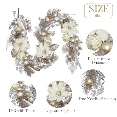 6 Feet Pre-Lit Christmas Garland with Lights B6620