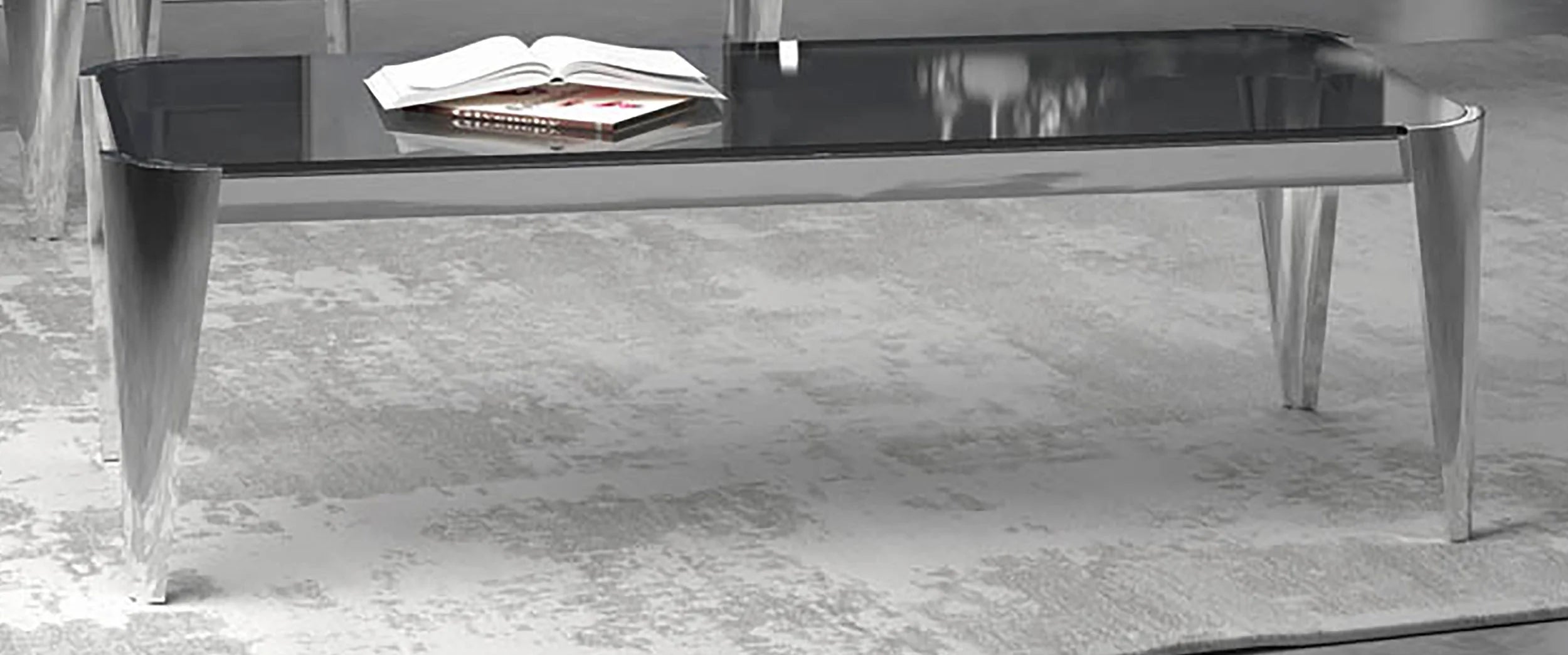 Silver and Grey Rectangle Glass Top Coffee Table W204