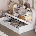 White Twin Size Daybed with Storage Bookcases and USB Charging Station K198
