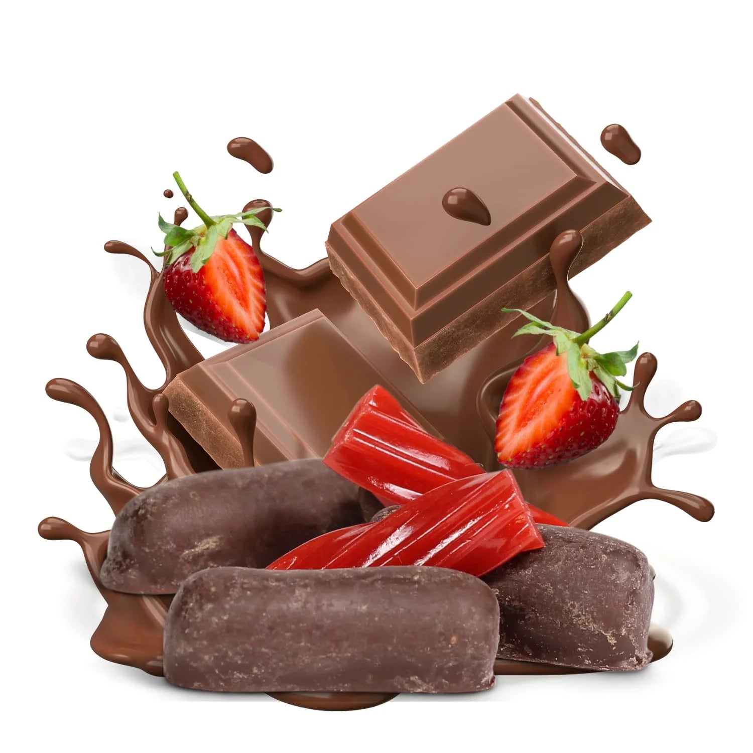 2 Lbs Bag Dark Chocolate Coated Strawberry Licorice Bits R2400