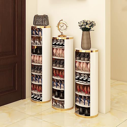 360° Rotating Shoe Rack Round Shoe Cabinet with Cover D9781