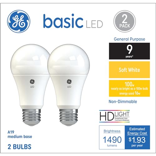 100 Watt Soft White A19 LED Light Bulbs (2 Pack) K456