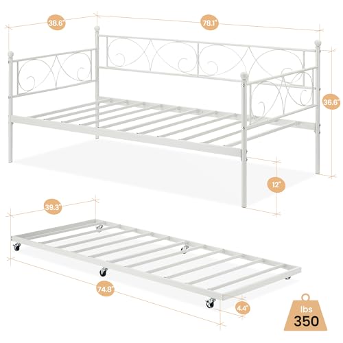 Black Metal Platform Sofa Bed Frame with Metal Slats, Metal Headboard and Footboard Z6633