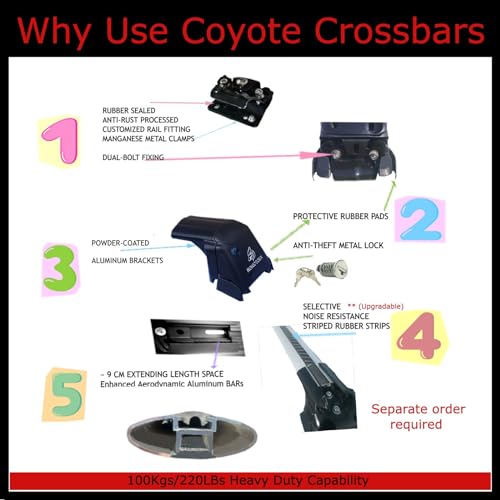 Silver Lockable Roof Rack Crossbars E85068