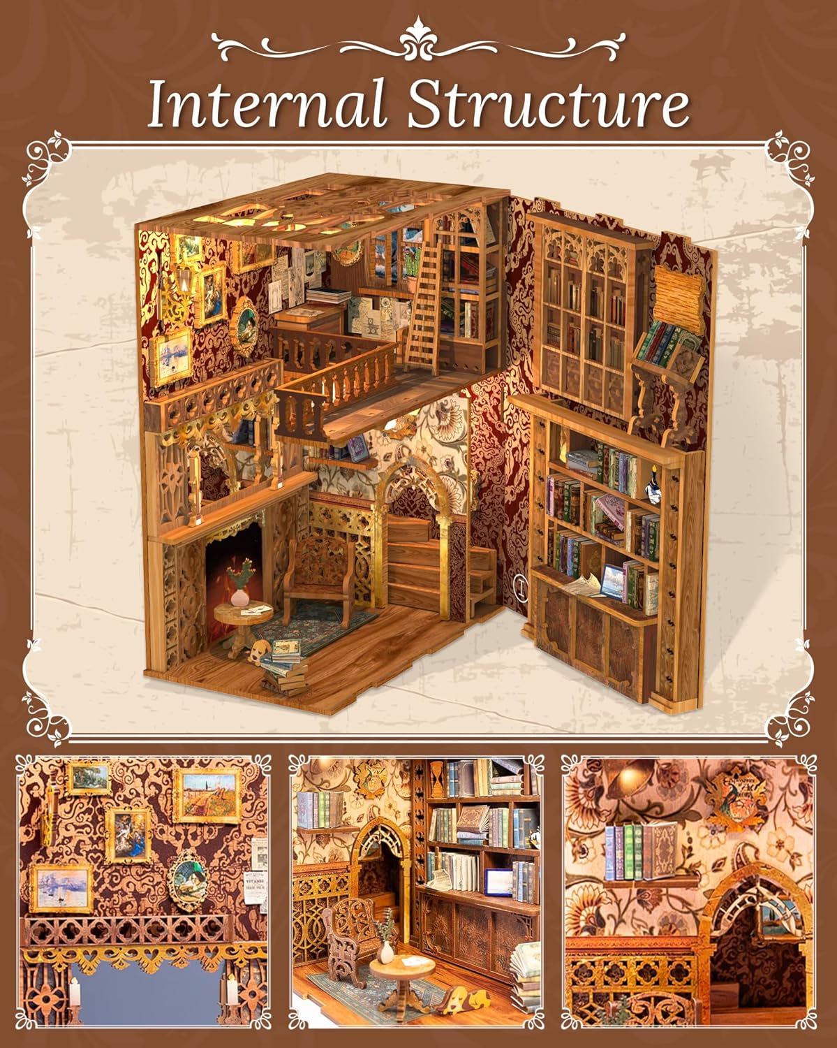 Book Nook Kit - DIY Miniature House Dollhouse Kit with LED Light R27499