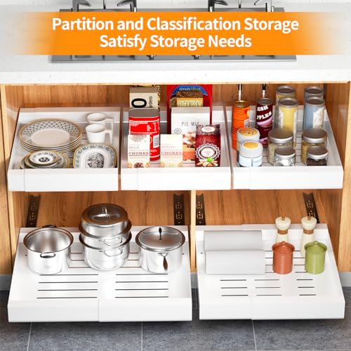 Black 19.7" W x 17.1" D x 2.4" H Pull Out Cabinet Organizer G1074