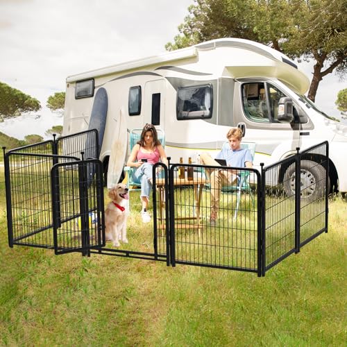 32 in H 8 Panels Metal Dog Fence Y42070
