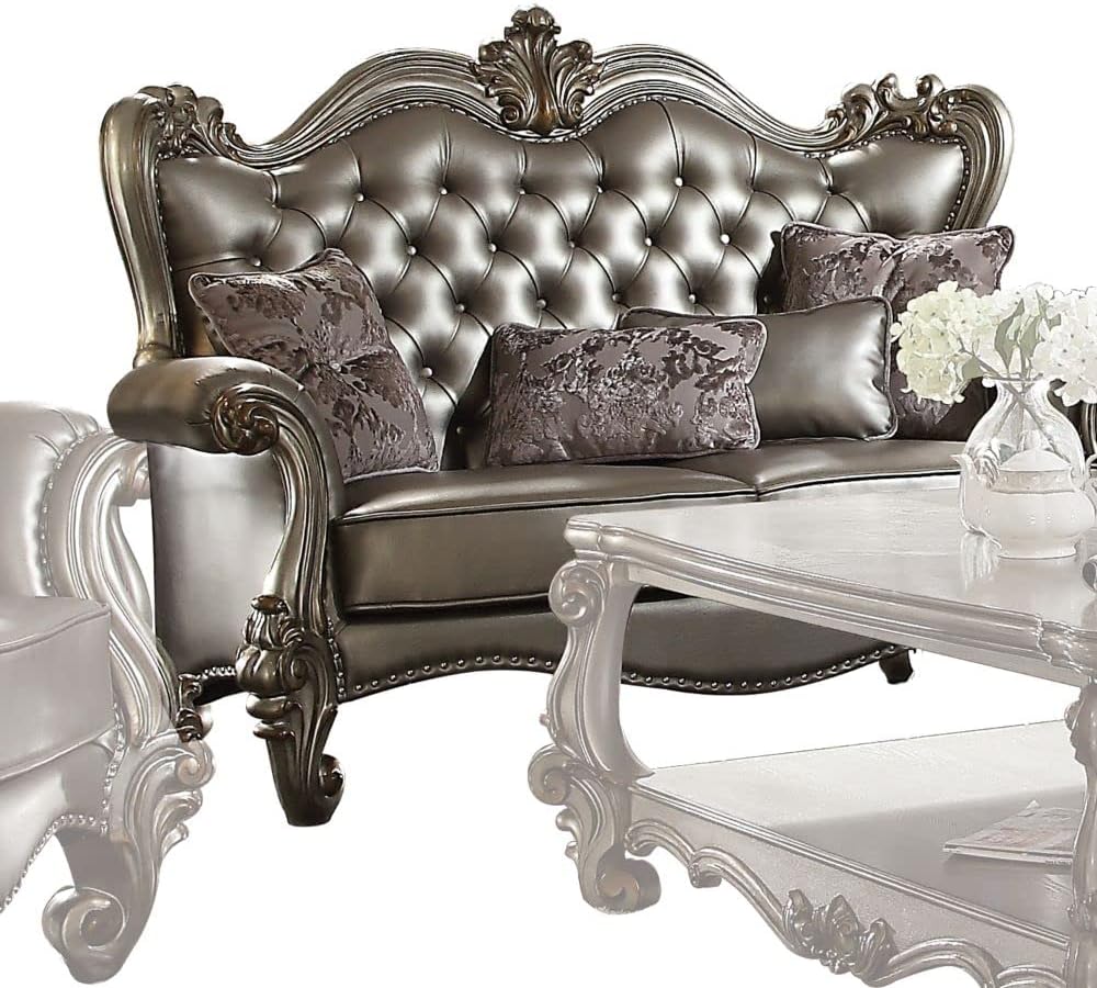 Silver Pu & Antique Platinum Love Seats O52138