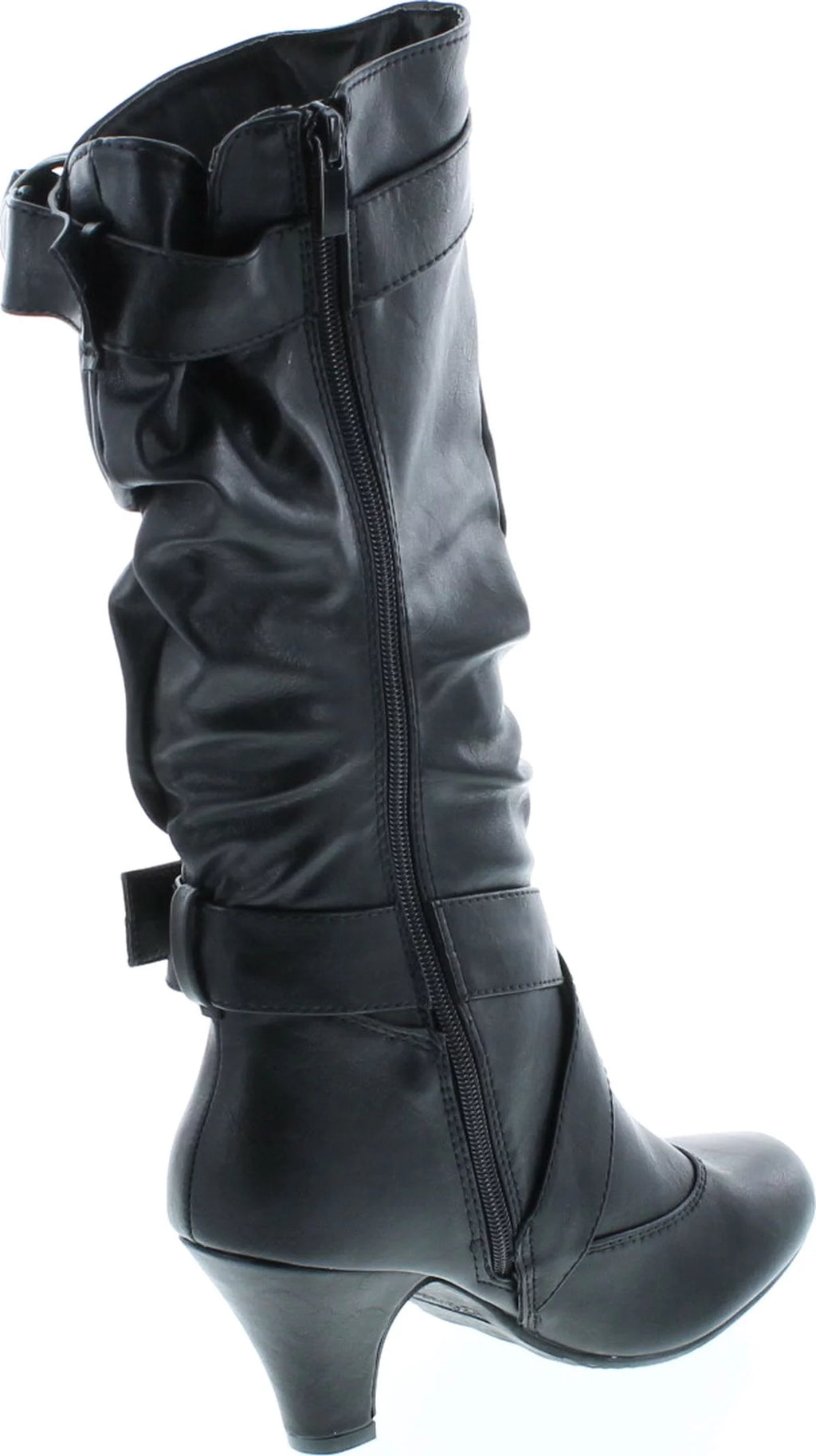 Women's Low Heel Zipper Slouchy Mid-Calf Boots F8202