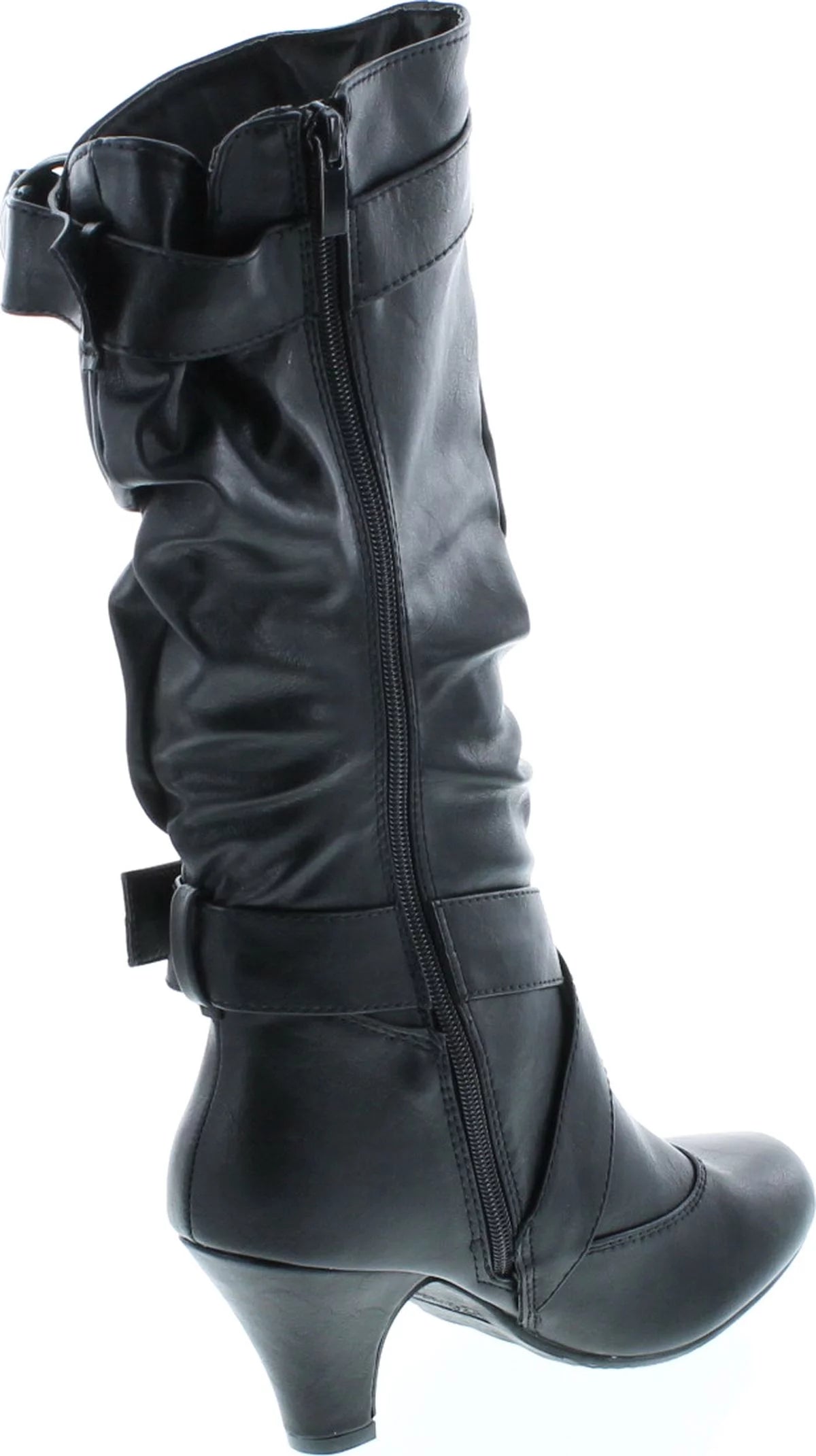Women's Low Heel Zipper Slouchy Mid-Calf Boots F8202