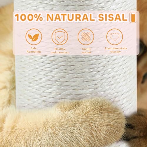 45'' Tall Sisal Rope Cat Scratching Post with Interactive Ball Toys (pink) C193