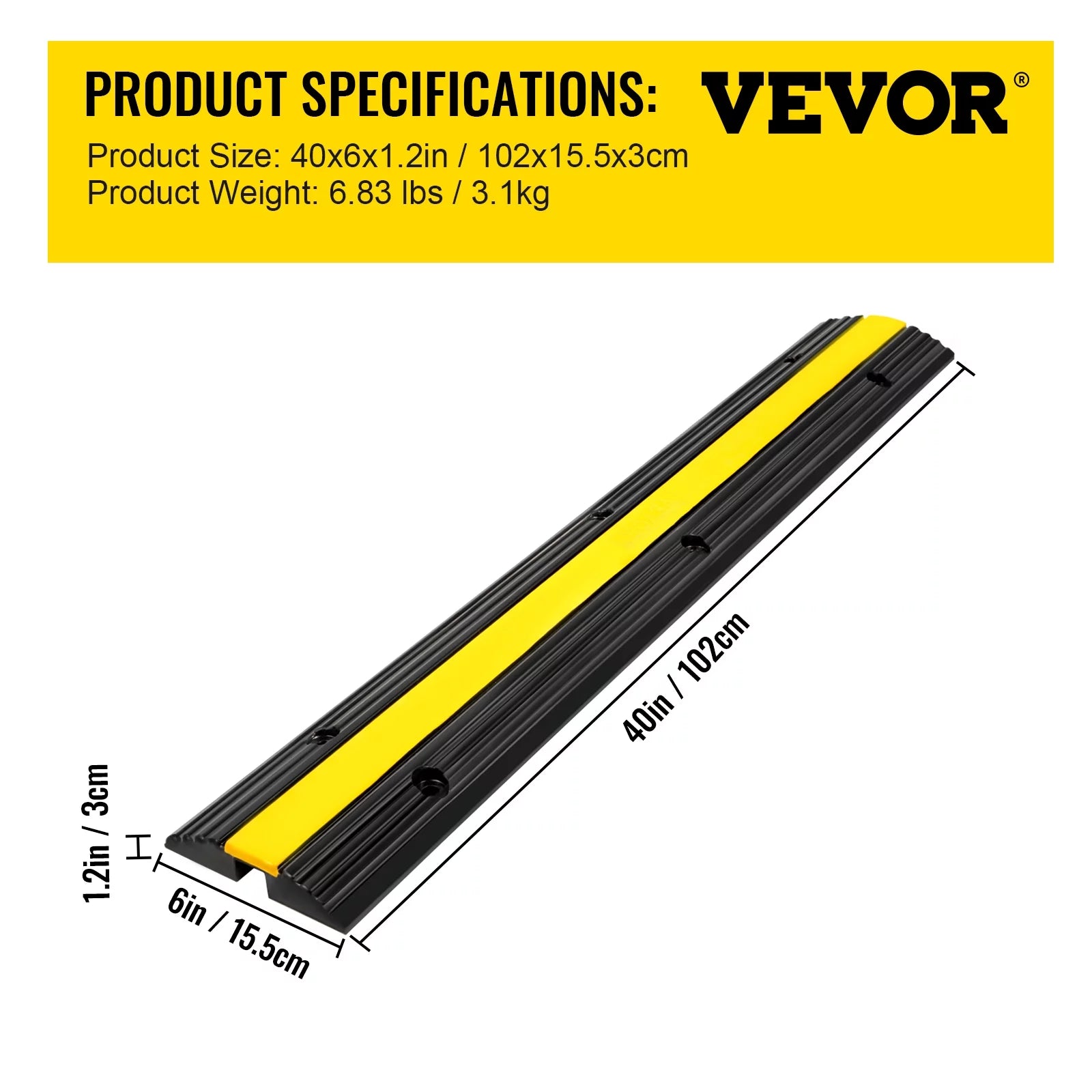 4 Pack 1-Channel Rubber Cable Protector Ramps Heavy Duty L105