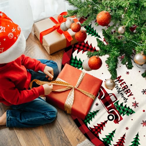 48 Inches Red Buffalo Plaid Christmas Tree Skirt Z2248