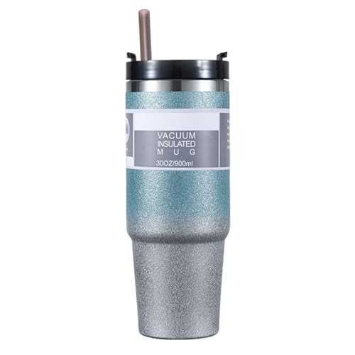 Double Layer Stainless Steel Insulated Mug with Lid, Gradient Color Travel Mug (pink orchid) P9651