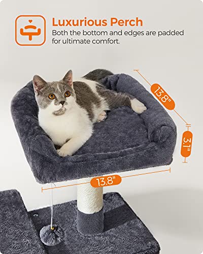 Light Gray 61-Inch Cat Tree with 5 Scratching Posts, 2 Perches, 2 Caves, Hammock L826