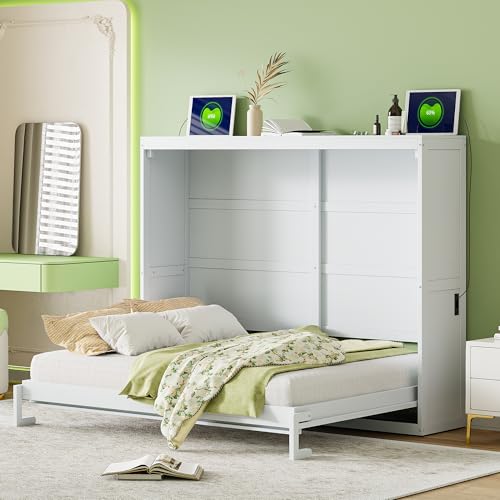 Gray Queen Size Murphy Bed with Sofa and Cabinet M680029