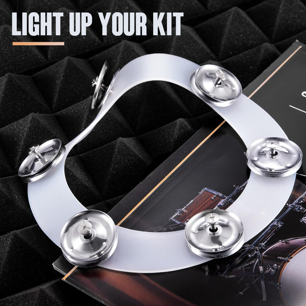 Silicone Single Rows 6 Pair Cymbal Tambourine with Stainless Steel Jingles D83619