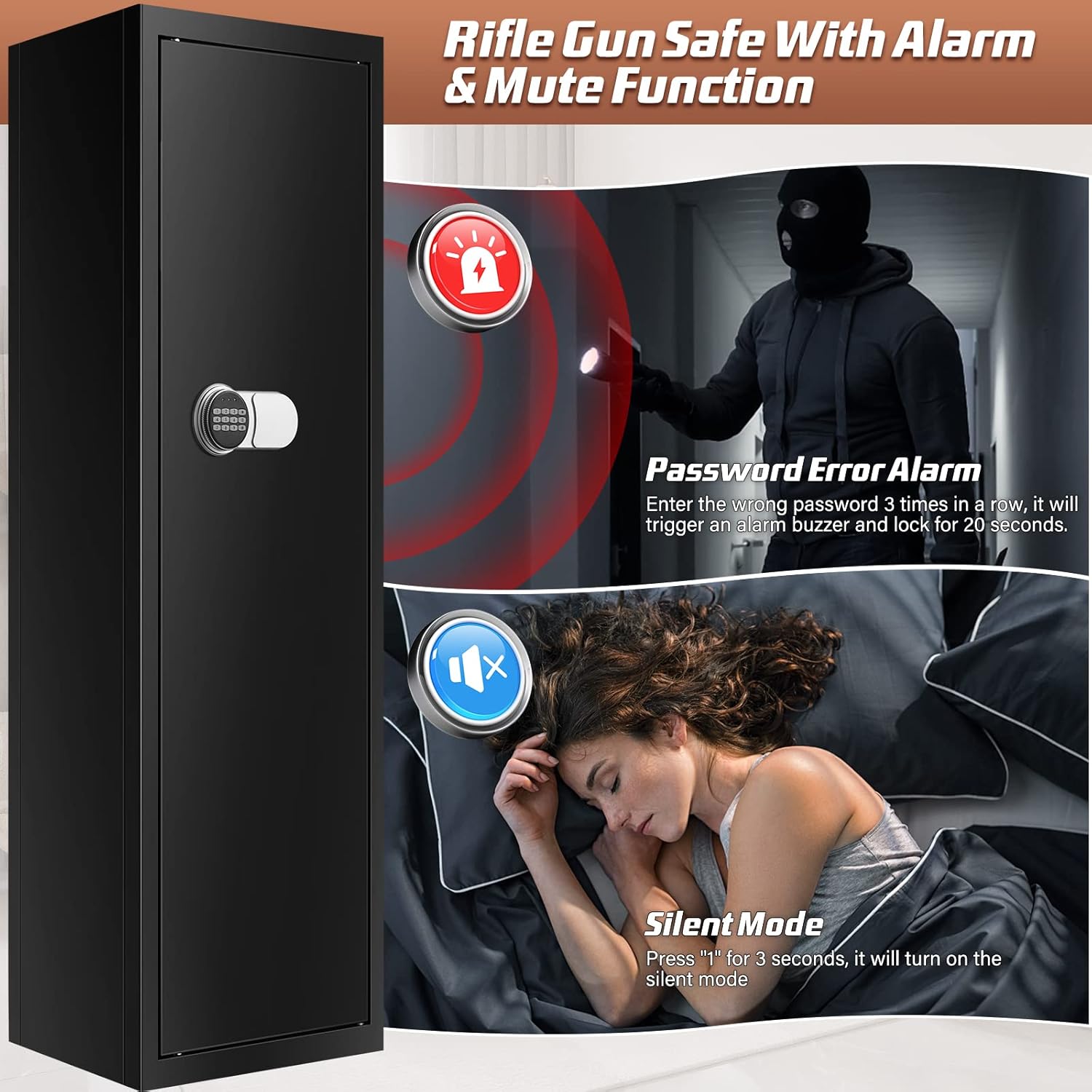 Black 7-8 Fireproof Gun Safe with Digital Keypad F9645