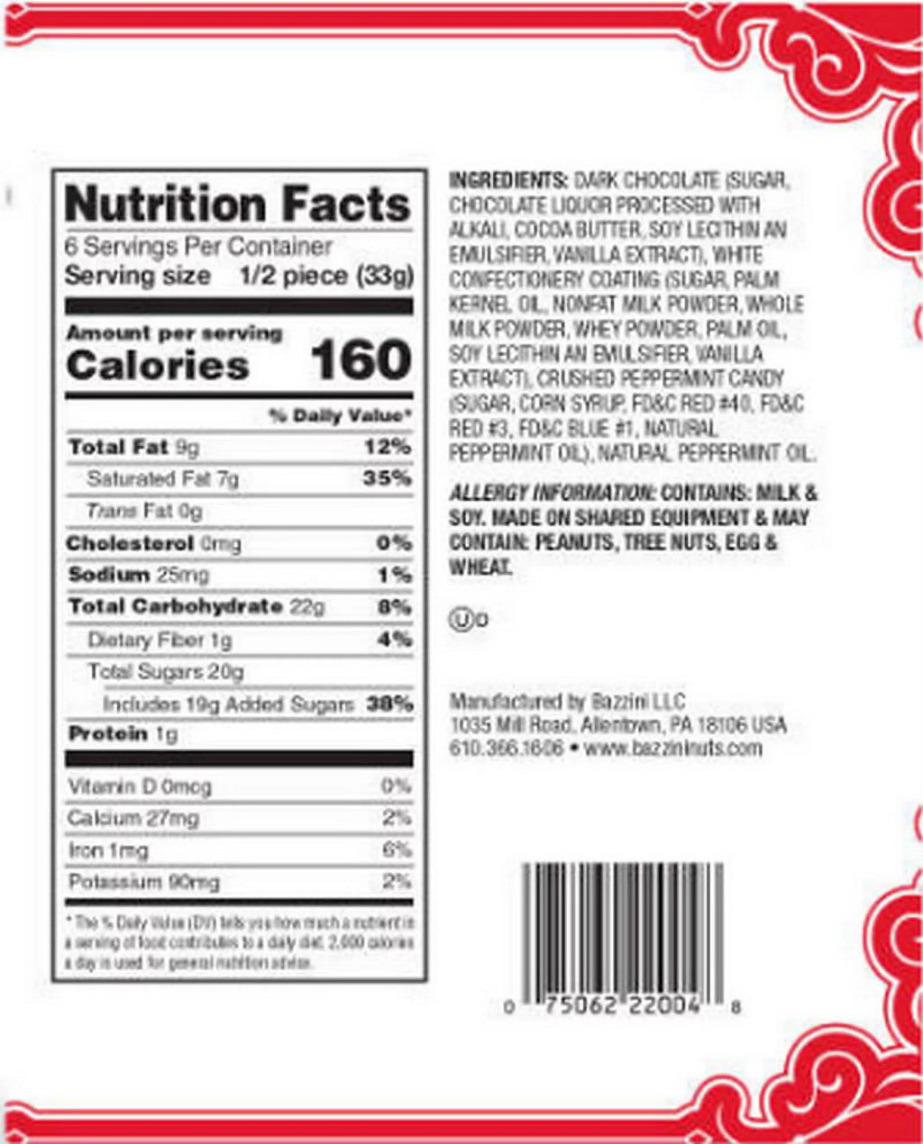 Peppermint Bark Dark Chocolate Candy (Pack of 2) F904278