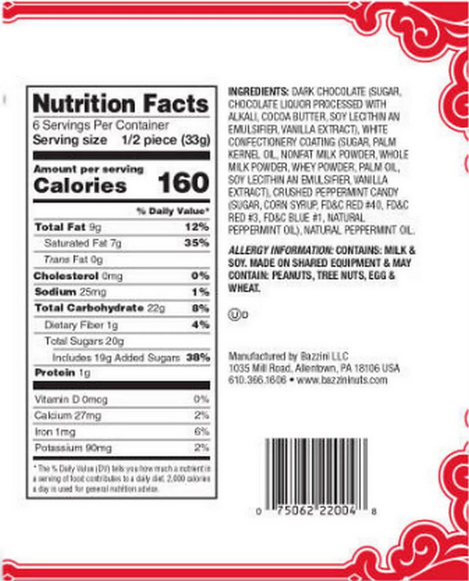 Peppermint Bark Dark Chocolate Candy (Pack of 2) F904278